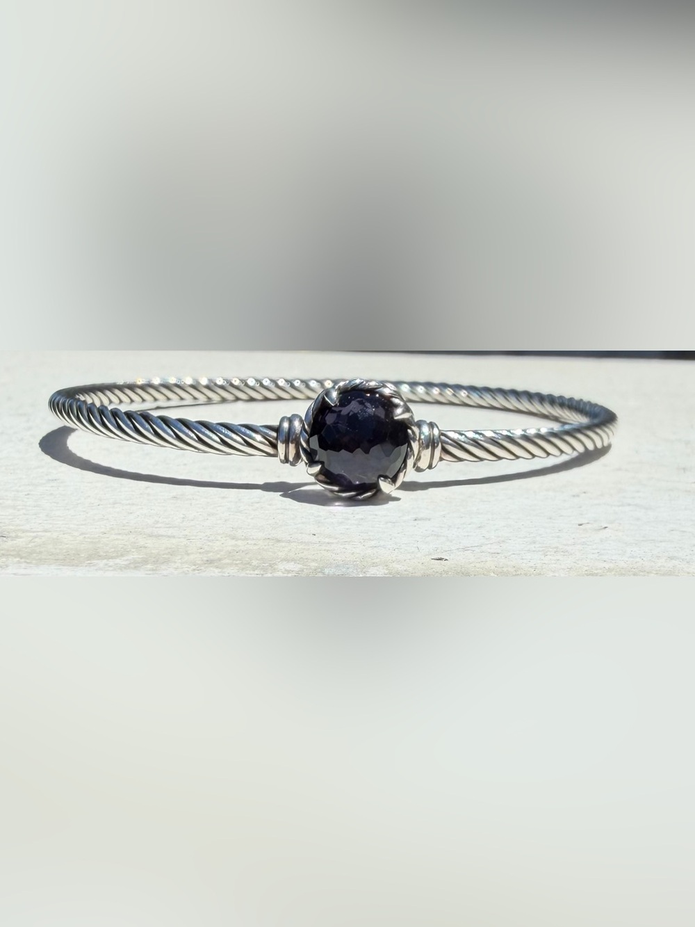 David Yurman: Sterling Silver Bracelet Charm with Faceted Black  Orchid Stone